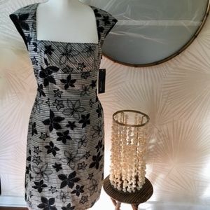 Jones New York Black White Floral Square Neck Dress - NWT